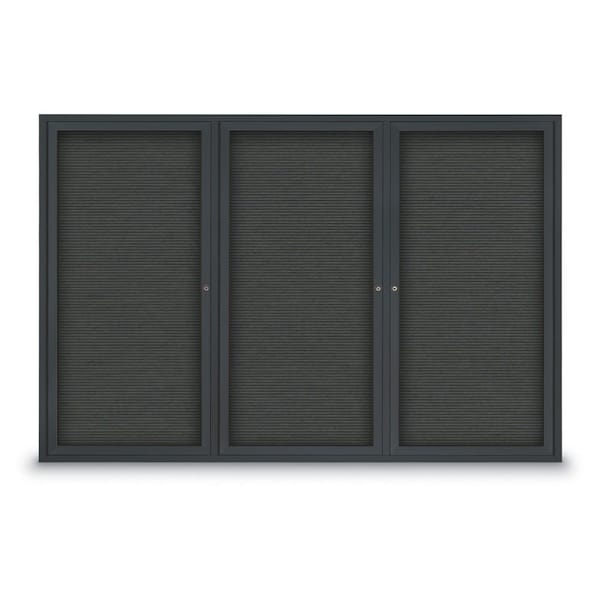 30"x36" 1-Door Enclosed Outdoor Letterboard, Grey Felt/Black Alum